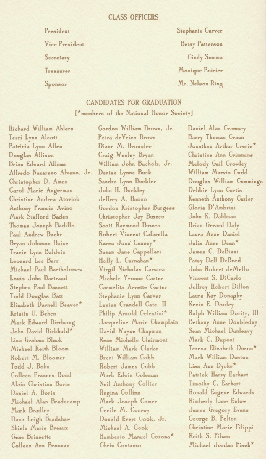 Chantilly High School Graduation Commencement 1982 - 2