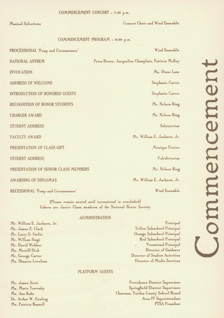 Chantilly High School Graduation Commencement 1982 - 5